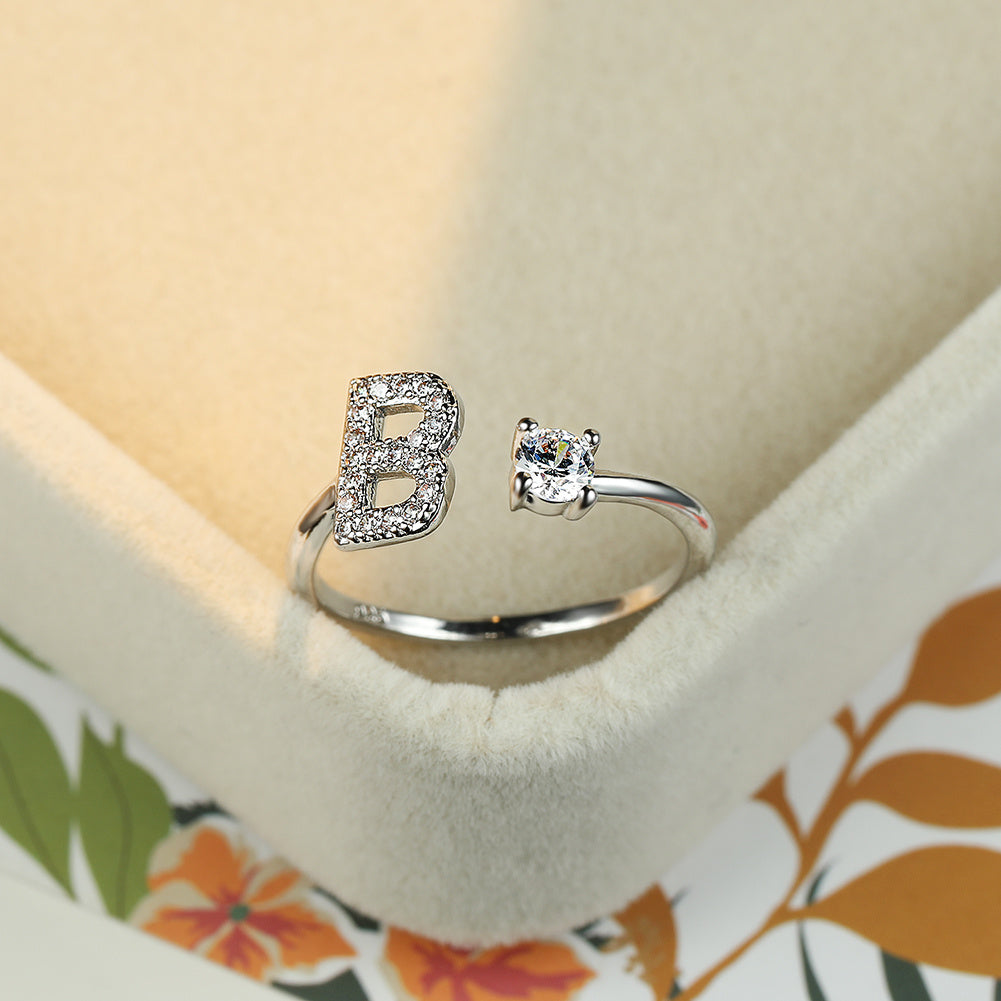 Popular Fashion Silvery AZ Letter Ring Initials Wedding Love Couple Rings Bridesmaid Gift NovaCart