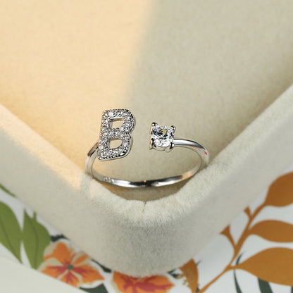 Popular Fashion Silvery AZ Letter Ring Initials Wedding Love Couple Rings Bridesmaid Gift NovaCart