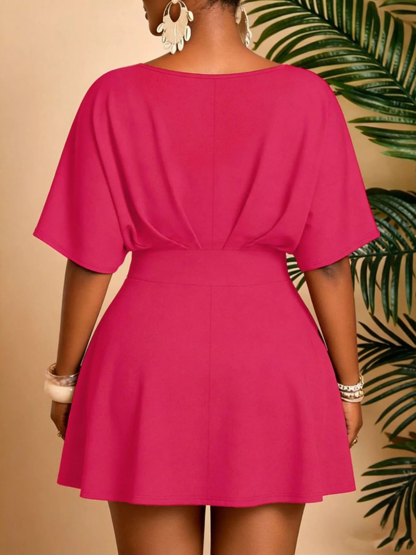 Plus Size V-Neck Half Sleeve Mini Dress New Era Fashion LLc