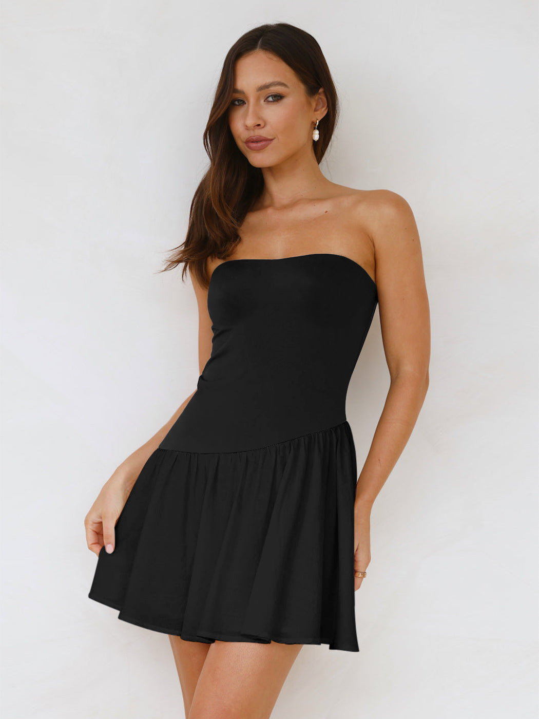 Women's Pleated Color Block Tube Top Dress FitiqueFit
