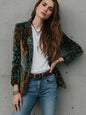 Women’s Printed Suit Jacket with Lining – Autumn Winter Casual Commuter Blazer FitiqueFit