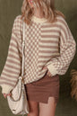 Stripe Checker Balloon Sleeve Sweater Shop Style & More | Fresh Looks, Everyday Deals & Free Shipping