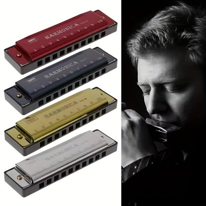 10 Hole Harmonica Mouth Organ | Puzzle Musical Instrument, Beginner Teaching, Playing Gift, Copper Core Resin, Available in, Pink, Red, Golden, Silvery Grey NovaCart