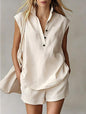 Women's Casual Sleeveless Cardigan Top & Shorts Set FitiqueFit