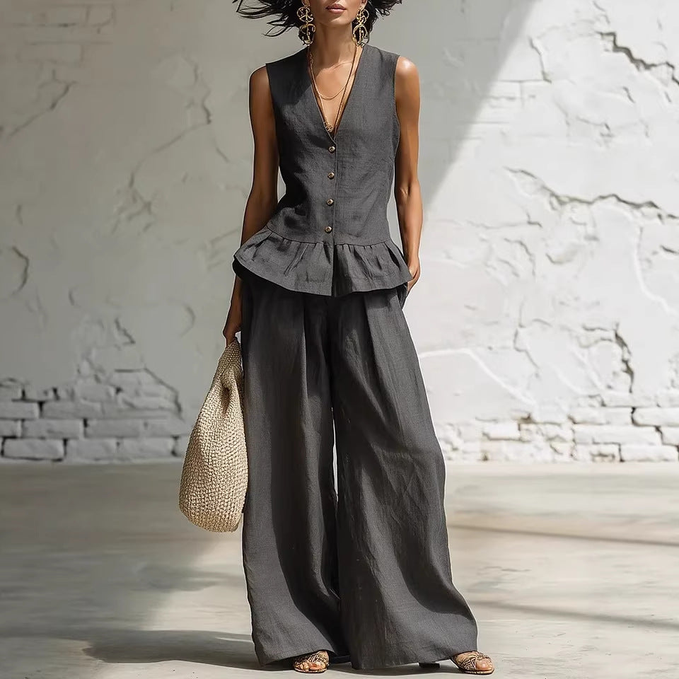 Women's Bohemian Ruffled Sleeveless Tank & Pants Set FitiqueFit