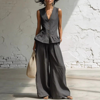 Women's Bohemian Ruffled Sleeveless Tank & Pants Set FitiqueFit