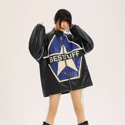American Retro Biker's Jacket Trendy Leather Jacket Coat See size chart under “more details” The Fashion Celestial