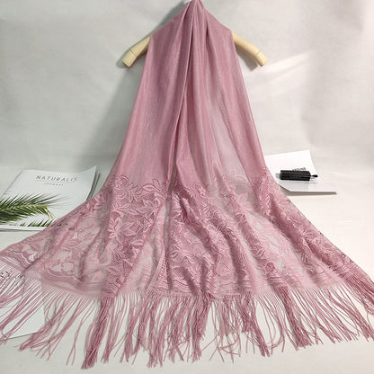 Women's Casual Shawl Wrap - Solid Color, Lightweight Polyester Knit - Going Out Essentials | Fringe Trim | Floral Lace Details NovaCart
