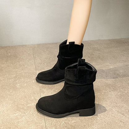 Women’s Suede Chunky Heel Slimming Ankle Boots FitiqueFit