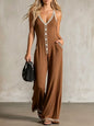 Women's V-Neck Backless Wide-Leg Jumpsuit – High Waist Casual FitiqueFit