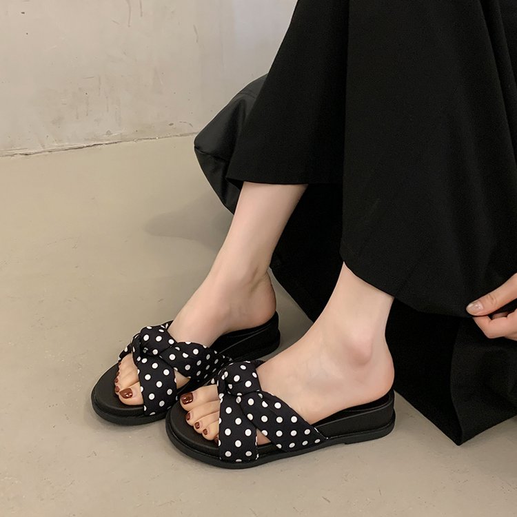 Polka Dot Platform Wedge Sandals – Boho Crisscross Slide FitiqueFit