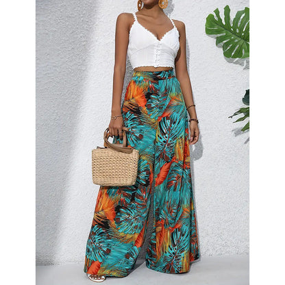 Women’s Printed High‑Waist Wide‑Leg Palazzo Pants FitiqueFit