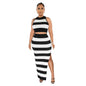 Striped Printed Slit Skirt Two-piece Suit New Era Fashion LLc