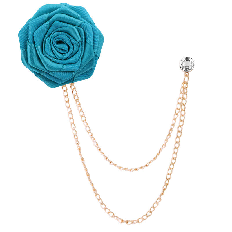 Men's Wedding Ceremony Groom Handmade Rose Chain Brooch NovaCart