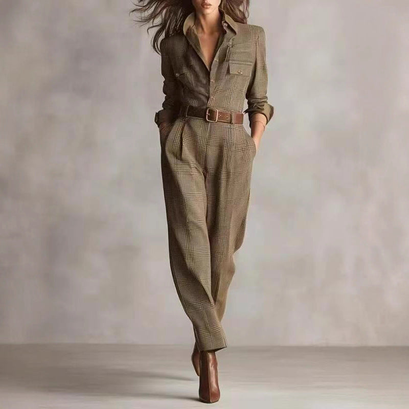 Notched Lapel Wide-leg Jumpsuit FitiqueFit