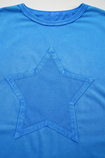 Mineral Wash Star Mesh Patchwork Oversize Tee New Era Fashion LLc