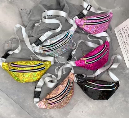 Double Pocket Holographic Fanny Pack See size chart under “more details” The Fashion Celestial