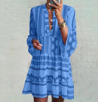 Bohemian Flare Sleeve Stand Dress Grayceful LLC
