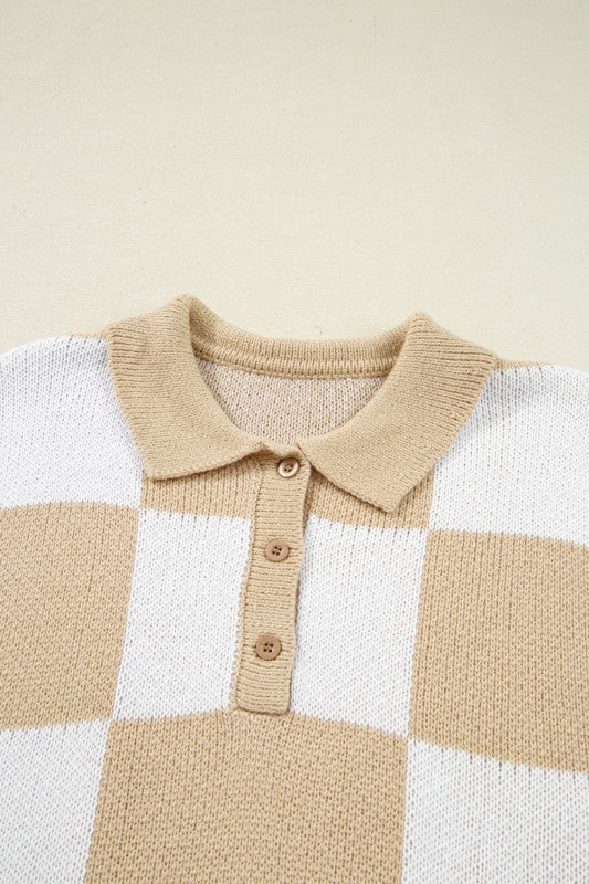 Checker Collared Long Sleeve Sweater Shop Style & More | Fresh Looks, Everyday Deals & Free Shipping