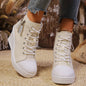 Women's Canvas Wedge Platform Lace-Up Sneakers FitiqueFit