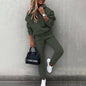 women's two piece solid color hooded sweatshirt set FitiqueFit