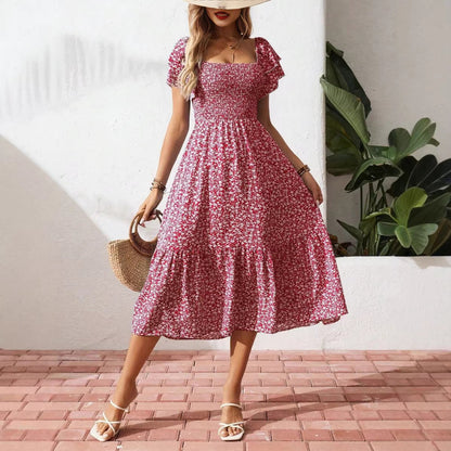 Plus Size Backless Midi Dress – Elegant Pleated Summer Party Dress FitiqueFit