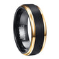 8mm Width Vacuum Plating Golden Edge Black Matte Surface Men's Tungsten Ring USA Size 7-15 NovaCart