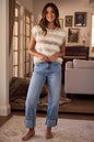 SO ME Soft Fuzzy Multi-Color Stripe Cozy Sweater Top FitiqueFit