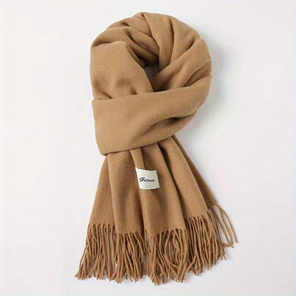 Solid Color Tassel Scarf, Hand Wash Only, Elegant Fringe Shawl for Women, Fashion Accessory NovaCart