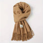 Solid Color Tassel Scarf, Hand Wash Only, Elegant Fringe Shawl for Women, Fashion Accessory NovaCart