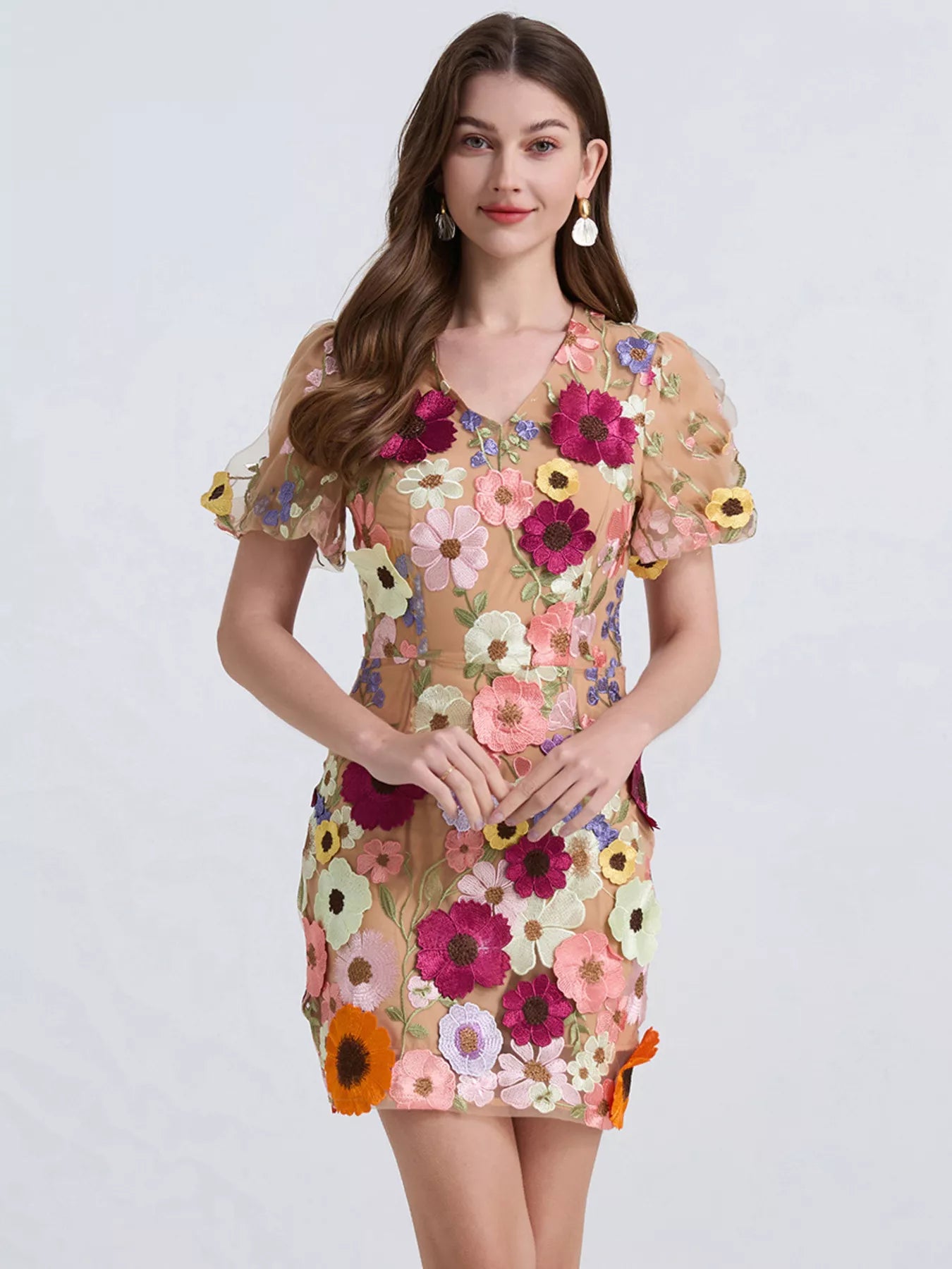 Floral Puff Sleeve Mini Dress New Era Fashion LLc