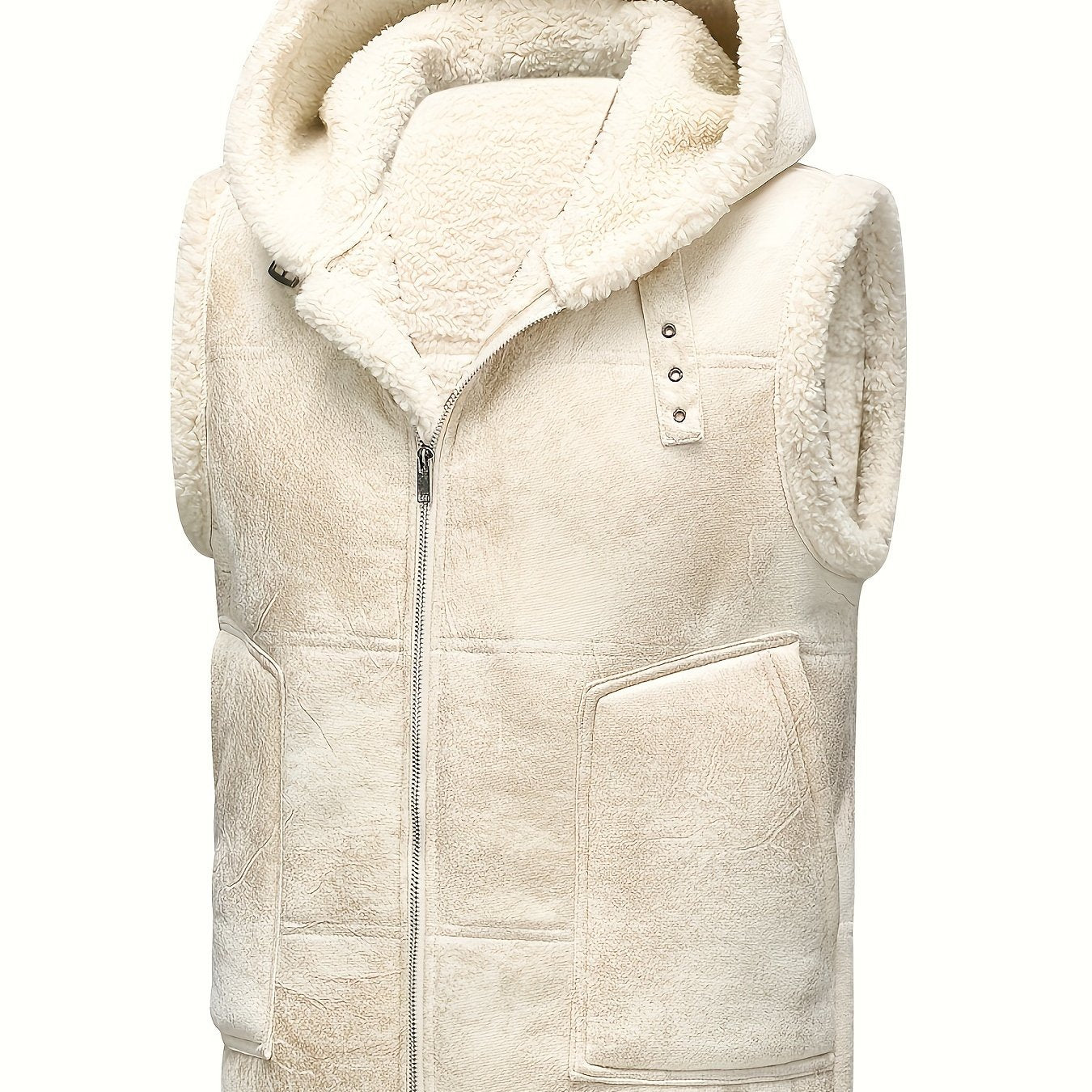 Men's Faux Fur-Lined Hooded Vest, Thickened and -Lined, Fashionable Windproof and Warm Outer Jacket for Men NovaCart
