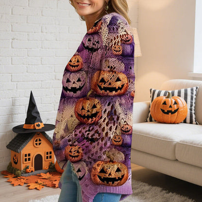 Women’s Hollow Out Batwing Top – Halloween Pumpkin Print Blouse FitiqueFit
