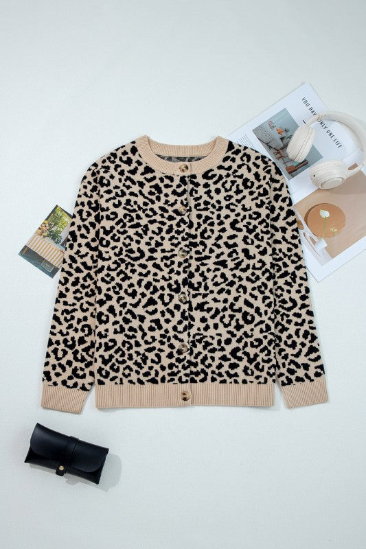 Leopard Drop Shoulder Chunky Cardigan Sweater Shop Style & More | Fresh Looks, Everyday Deals & Free Shipping