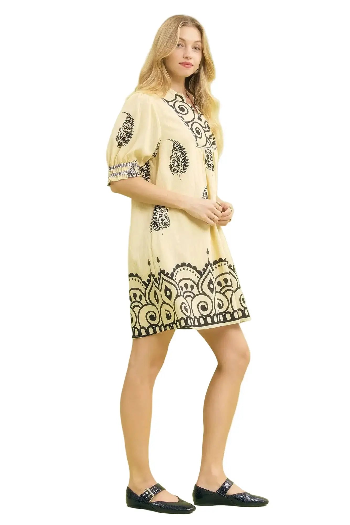 Umgee Paisley Mandala Print Babydoll Dress West2East Surf