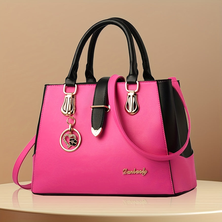 Fashionable Womens Letter Detail Shoulder Bag - Comfortable Double Handle, Spacious Purse for Work & Daily Use - Timeless Elegant Style NovaCart