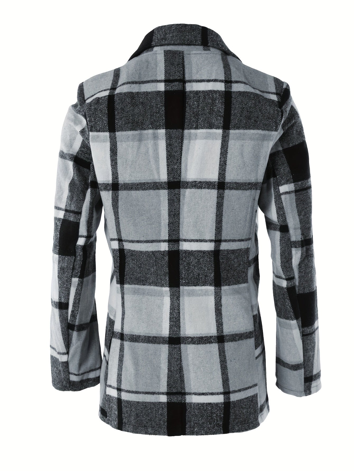 Fashion Plaid Button Down Long Sleeve Lapel Coat - Women's Winter Blazer - Classic Plaid Pattern & Button Closure - For Women - Perfect for Fall & Winter - Ideal Gift for Fashionable Women NovaCart