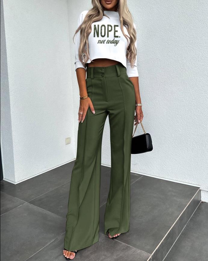 Cute Style Fresh Sweet Women's Clothing Nine-quarter Sleeve Fashion Casual Set See size chart under “more details” The Fashion Celestial