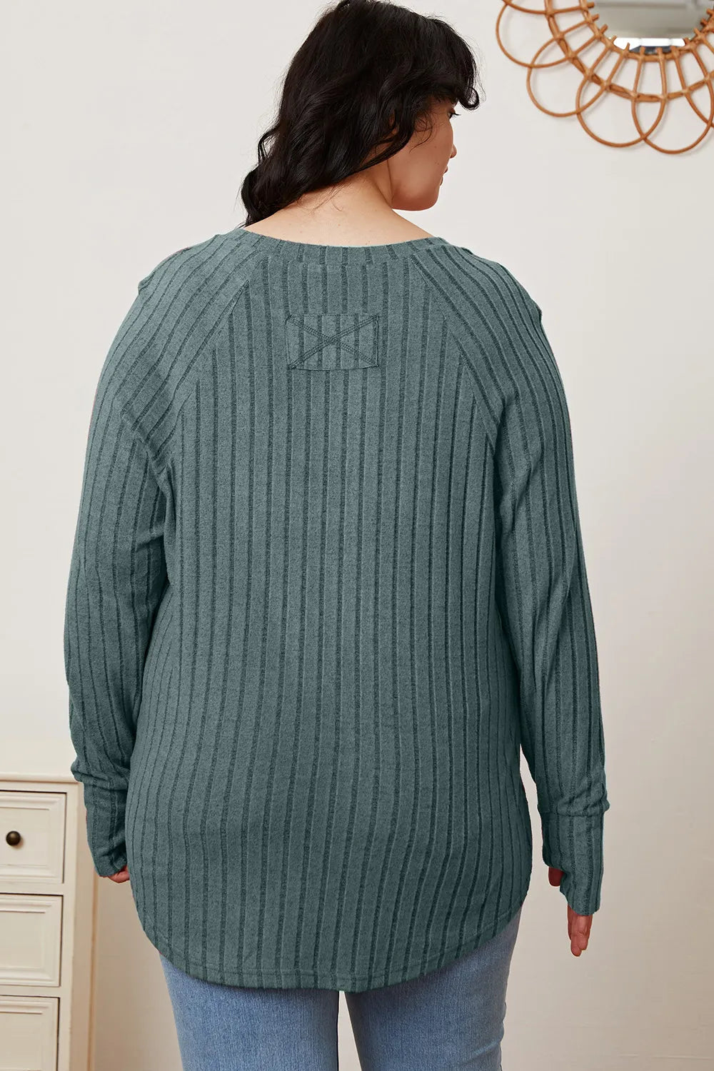 Basic Bae Full Size Ribbed Thumbhole Sleeve T-Shirt New Era Fashion LLc
