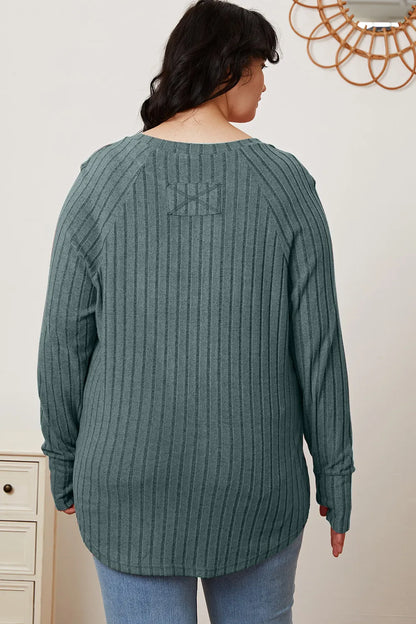 Basic Bae Full Size Ribbed Thumbhole Sleeve T-Shirt New Era Fashion LLc