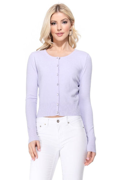 Gem Button Crew Neck Long Sleeve Sweater Cardigan Shop Style & More | Fresh Looks, Everyday Deals & Free Shipping