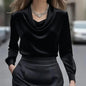 Elegant Satin Blouse - Women's Versatile Long Sleeve Shirt FitiqueFit