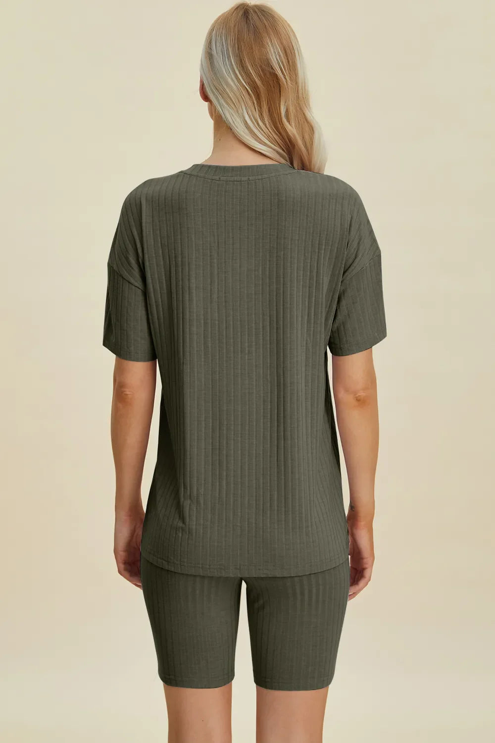 Basic Bae Full Size Ribbed V-Neck Short Sleeve Top and Shorts Set New Era Fashion LLc