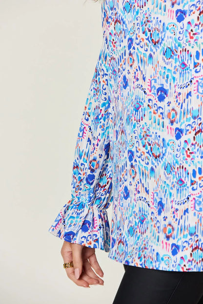 Double Take Full Size Printed Flounce Sleeve Blouse New Era Fashion LLc