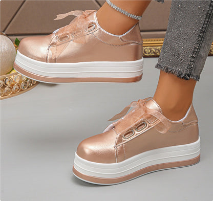 Single Large Size Casual European And American Lace-up Flat Round Toe Platform Women's Shoes See size chart under “more details” The Fashion Celestial