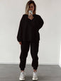 Women's Crewneck Sweatshirt & Jogger Pants Two-Piece Set – Loose Fit FitiqueFit
