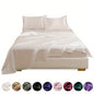 4pcs Satin Bed Sheet Four-Piece Set Includes One Fitted Sheet, One Flat Sheet, And Two Pillowcases. Pillowcases Do Not Include Inserts. Solid Colors Showcase Simple Elegance. The Simple Style Is Classic And Timeless. Polyeste NovaCart