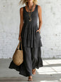 Women's Cotton Linen Sleeveless Loose Maxi Dress FitiqueFit