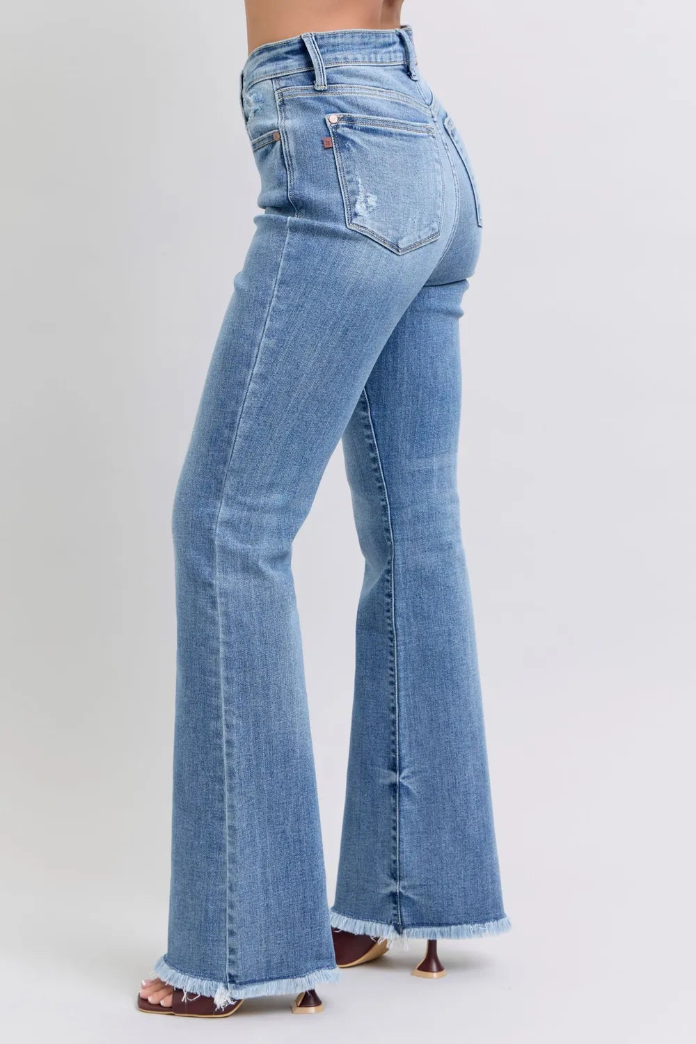 Judy Blue Full Size Raw Hem High Rise Bootcut Jeans West2East Surf