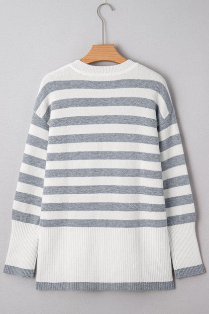 Stripe Ribbed Side-Button Drop Shoulder Sweater Shop Style & More | Fresh Looks, Everyday Deals & Free Shipping